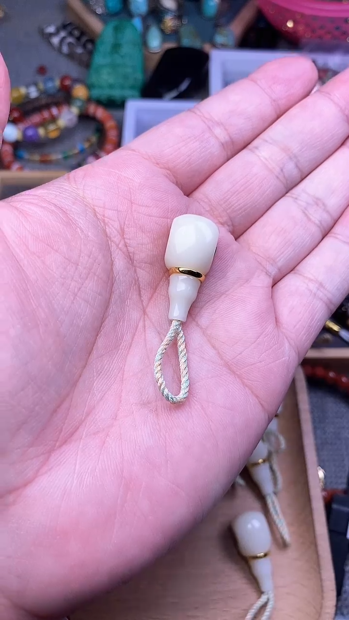 手工艺品琉璃奶白色分体三通卡12mm 单个发