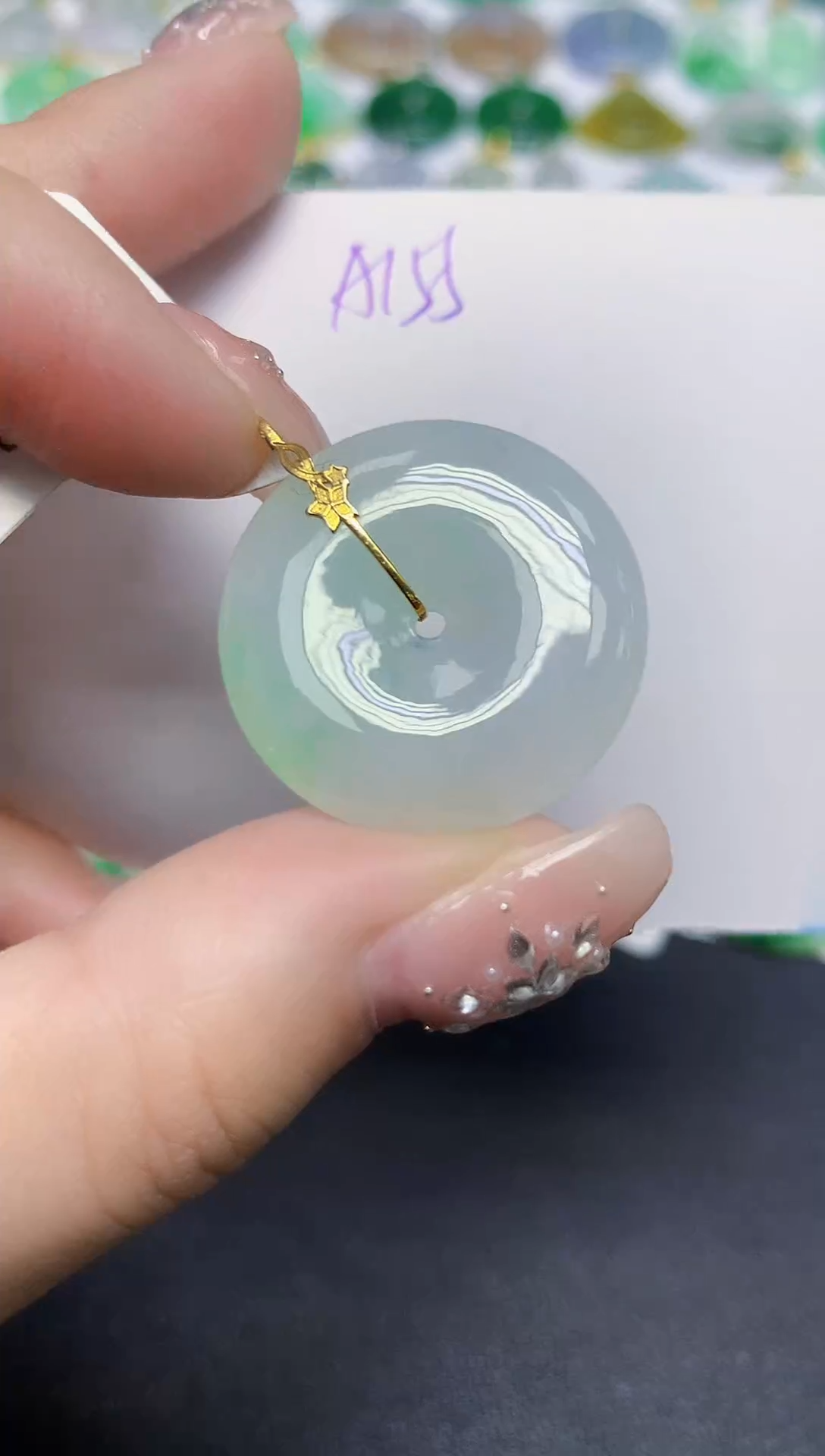 颈饰18K金镶嵌翡翠天然缅甸翡翠A货翡翠百元以上9元证书费自理