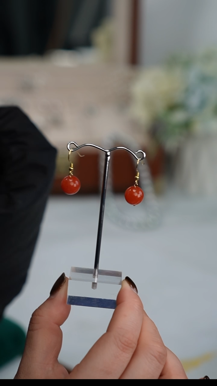 【闪购商品】南红玛瑙耳饰银S925镶嵌耳饰