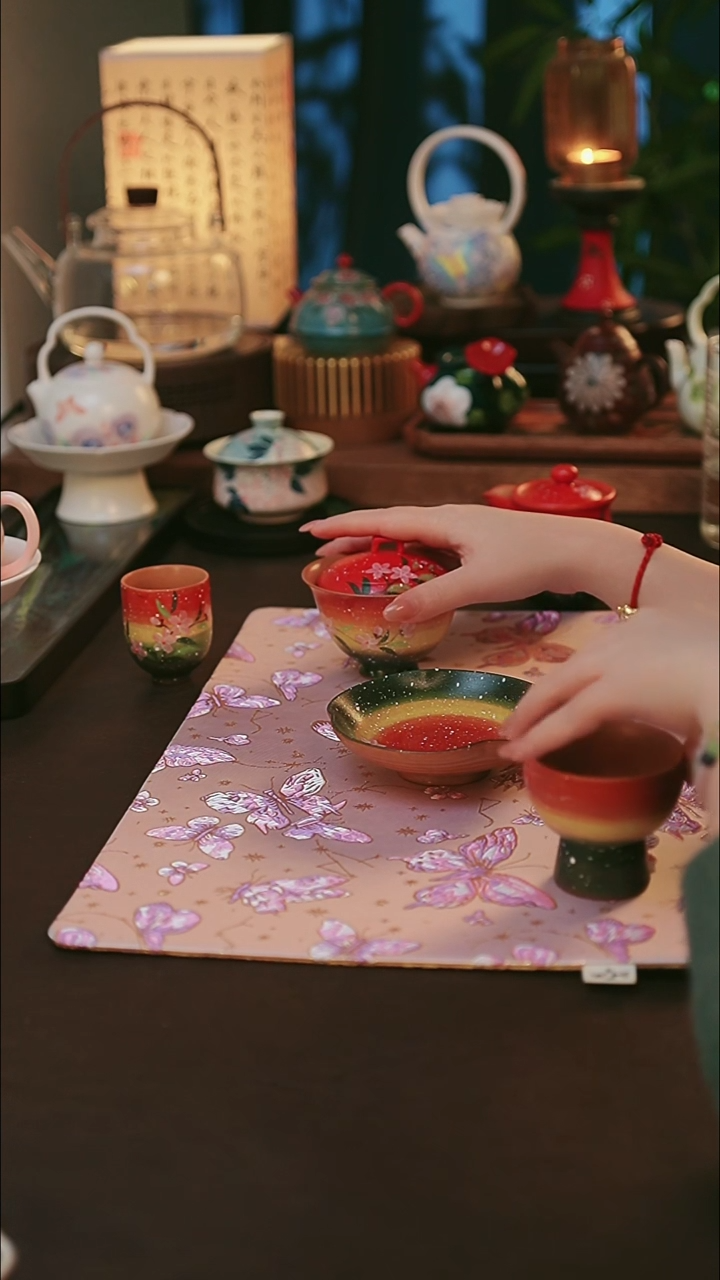 陶瓷茶具迎春高足杯