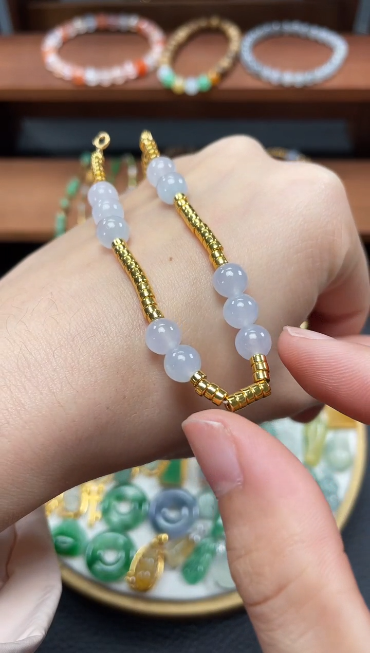 【闪购商品】翡翠套链18K金镶嵌一个   JK157