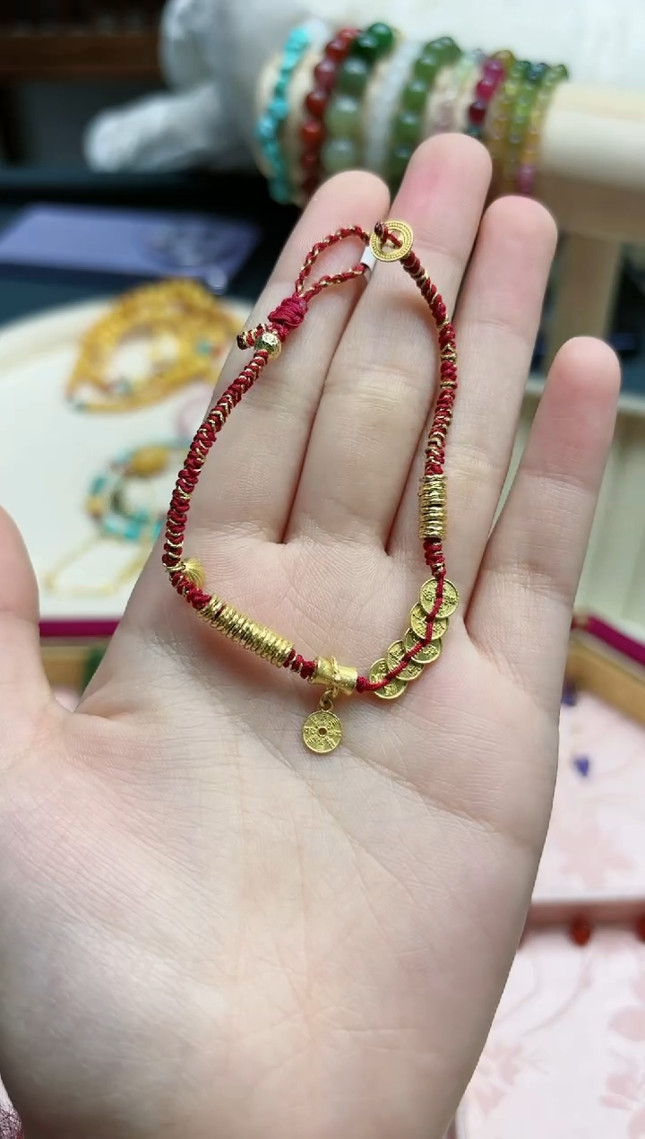 【闪购商品】18K金手饰18k金五钱手绳*1 ZX