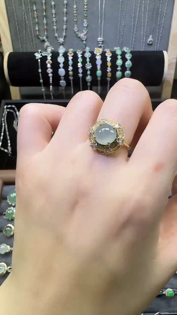 银S925镶嵌戒指翡翠戒指20