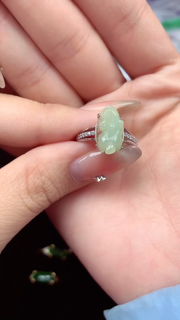 【闪购商品】翡翠戒指银S925镶嵌戒指