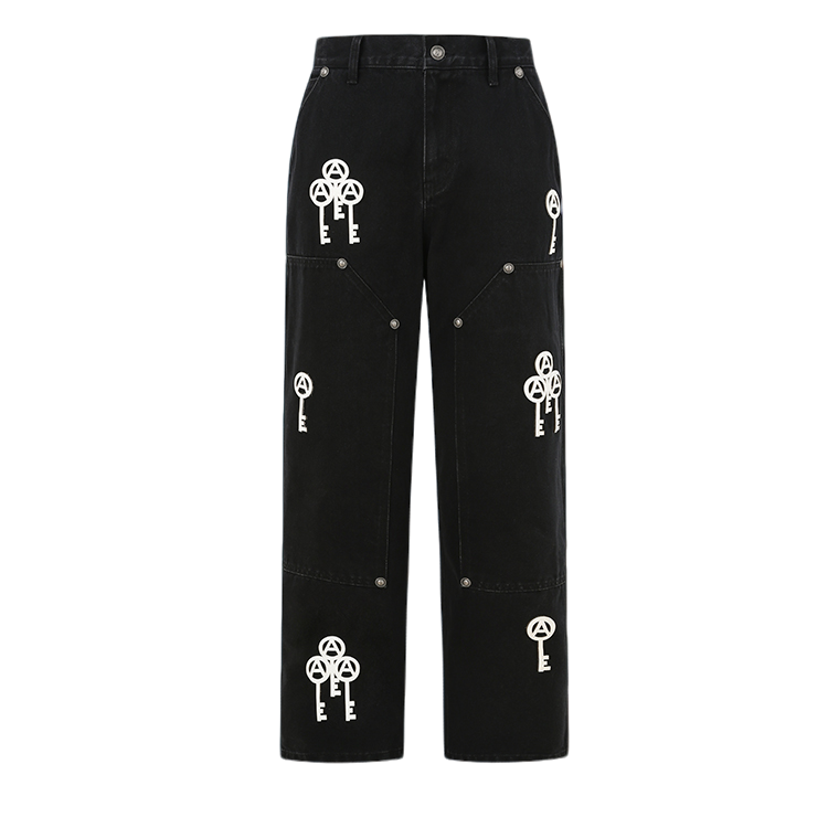 【DoubleCheck】ANARKEY 水洗做旧拼皮牛仔伐木裤 PATCHWORK JEANS