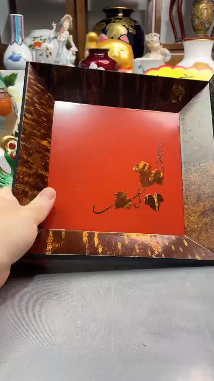 瓷片樱皮细工实木盘