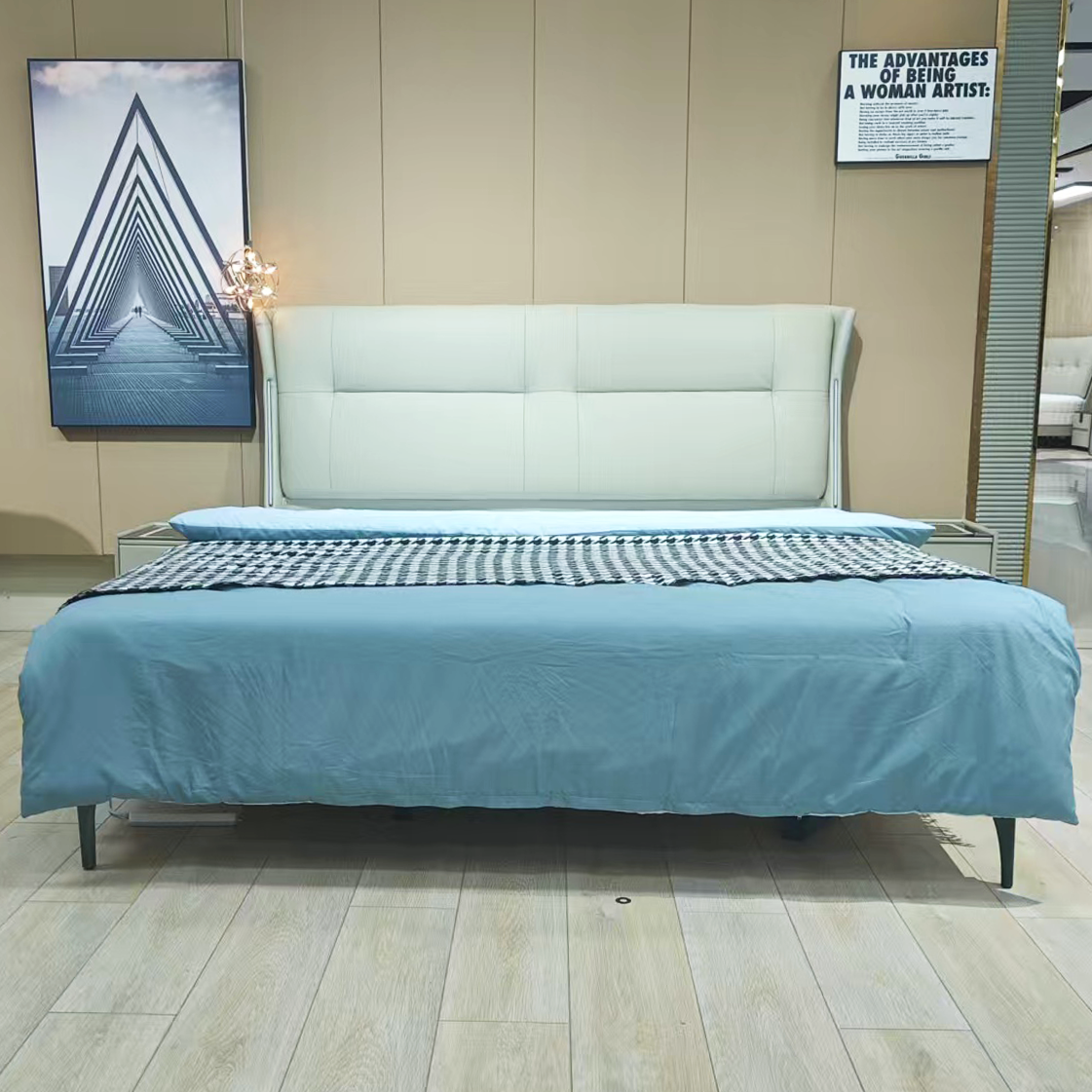 【蒙娜丽莎】真皮床实木松木大床床双人床主卧婚床家具床松弛感家用