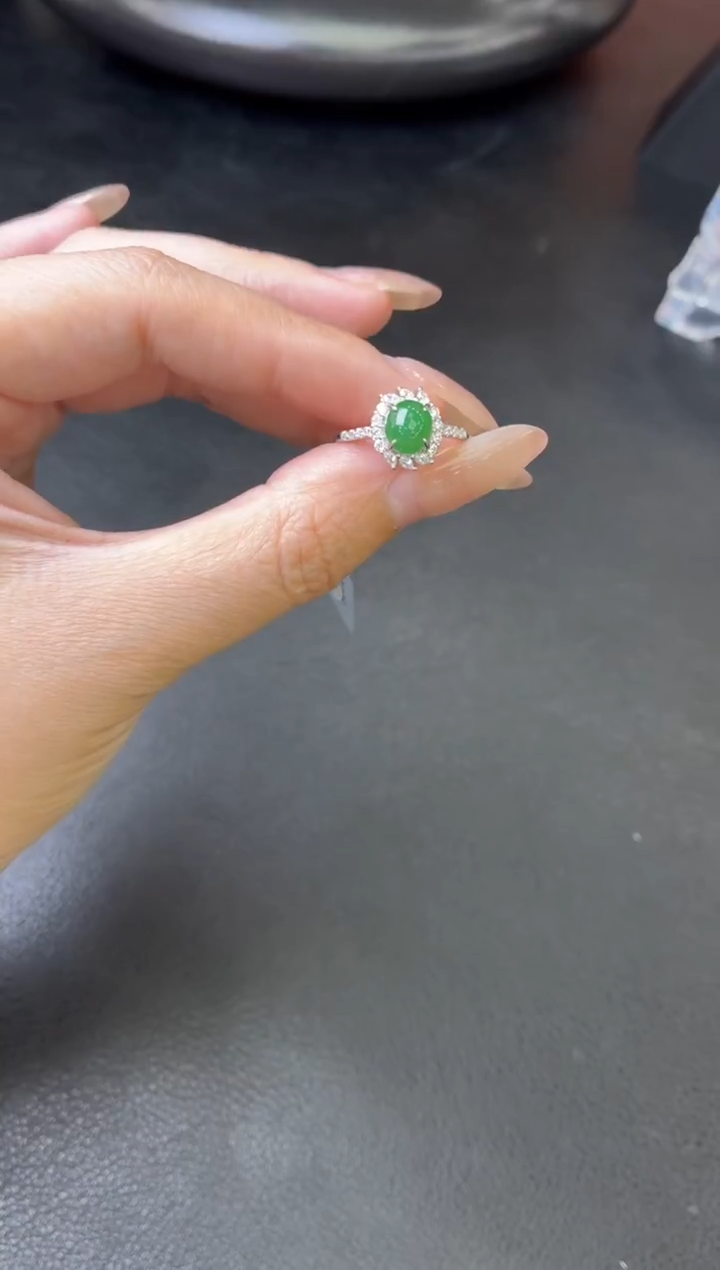 银S925镶嵌戒指翡翠戒指