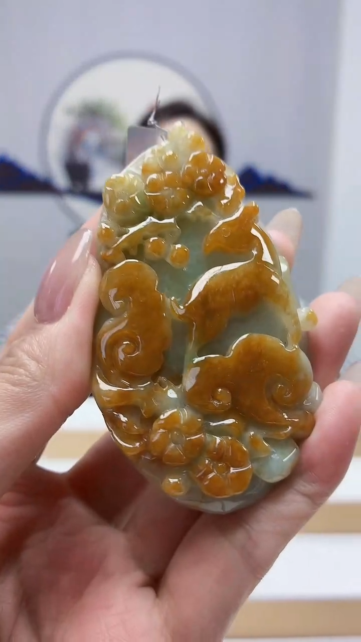 未镶嵌定制翡翠5160MM-毛货挂件54