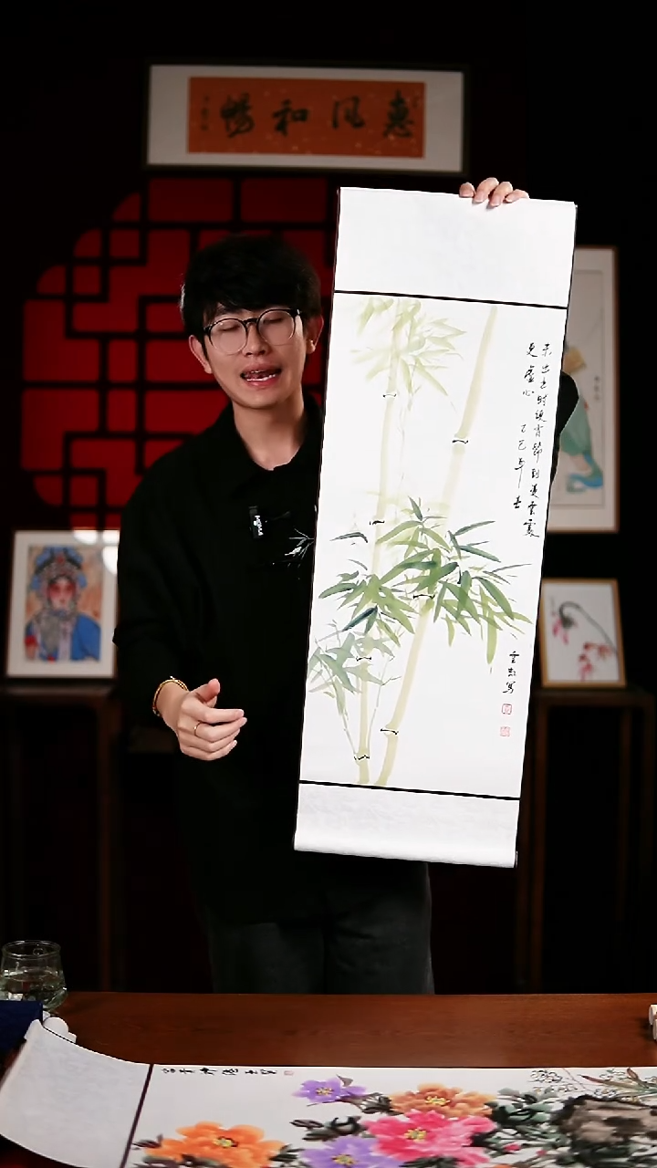 书法绘画卷轴32*95翠竹 贾