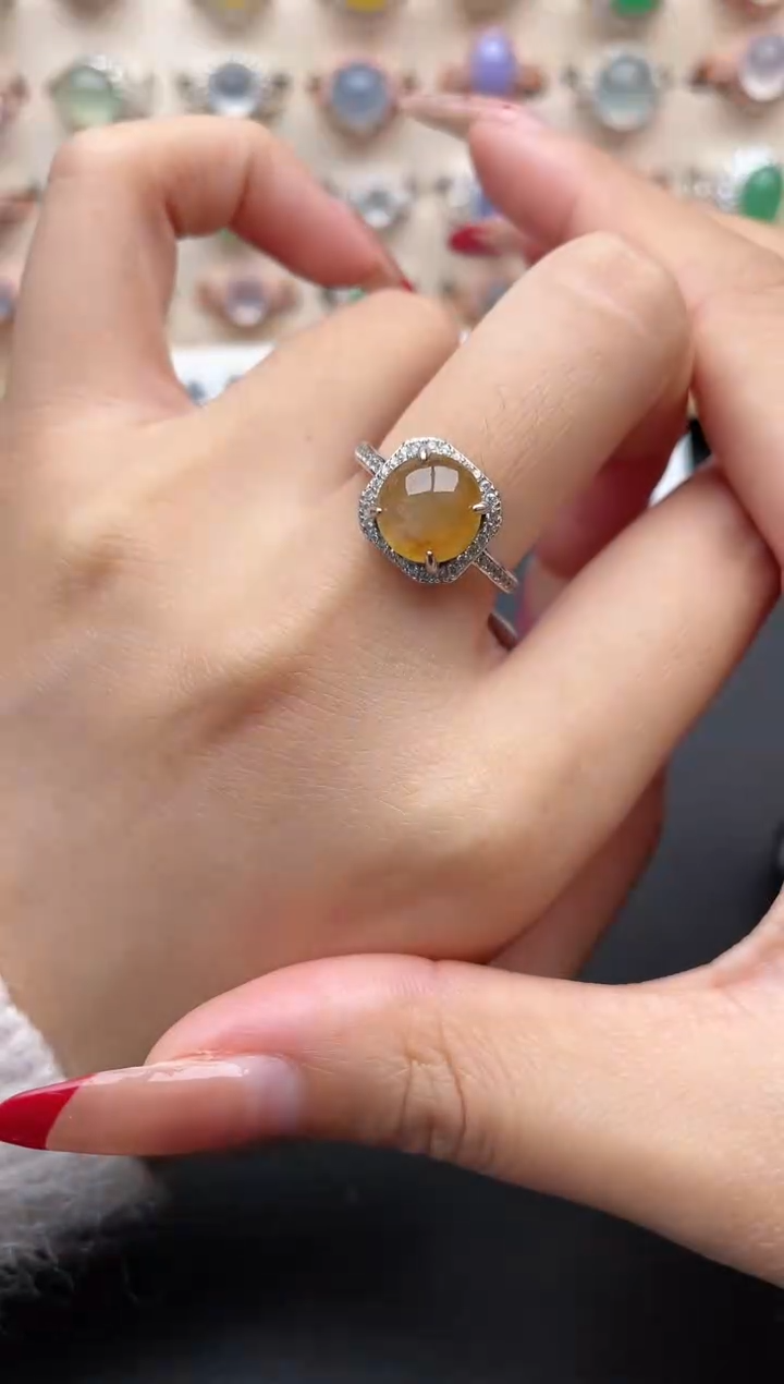 【闪购商品】翡翠戒指银S925镶嵌一物一证一礼盒