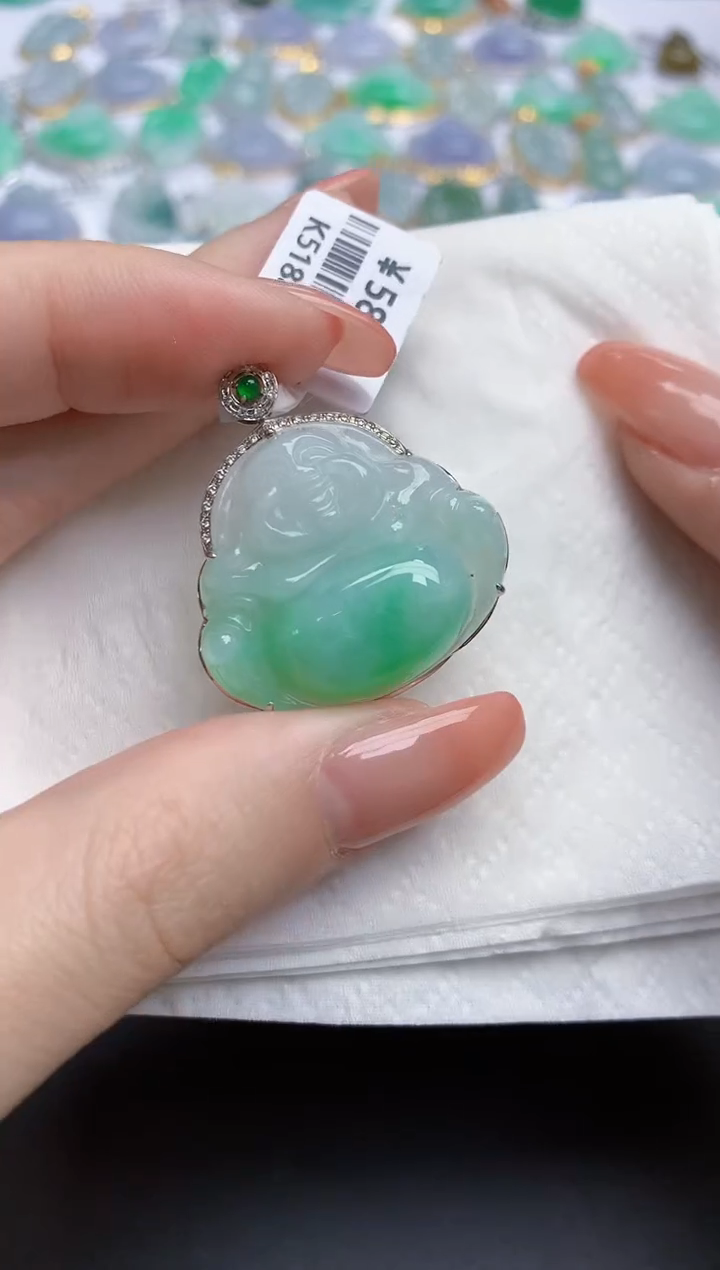 【闪购商品】翡翠颈饰18K金镶嵌天然缅甸翡翠A货