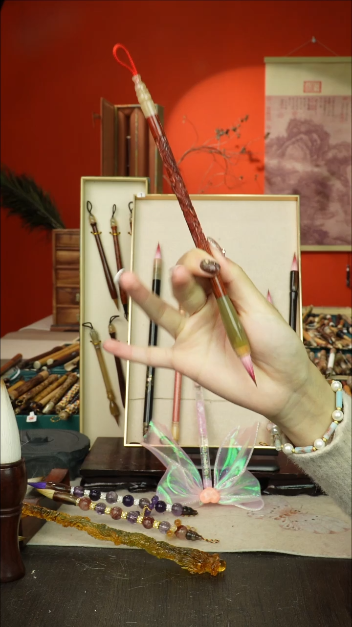 68号闪孤品高货毛笔链接 清水试笔 蘸墨不退