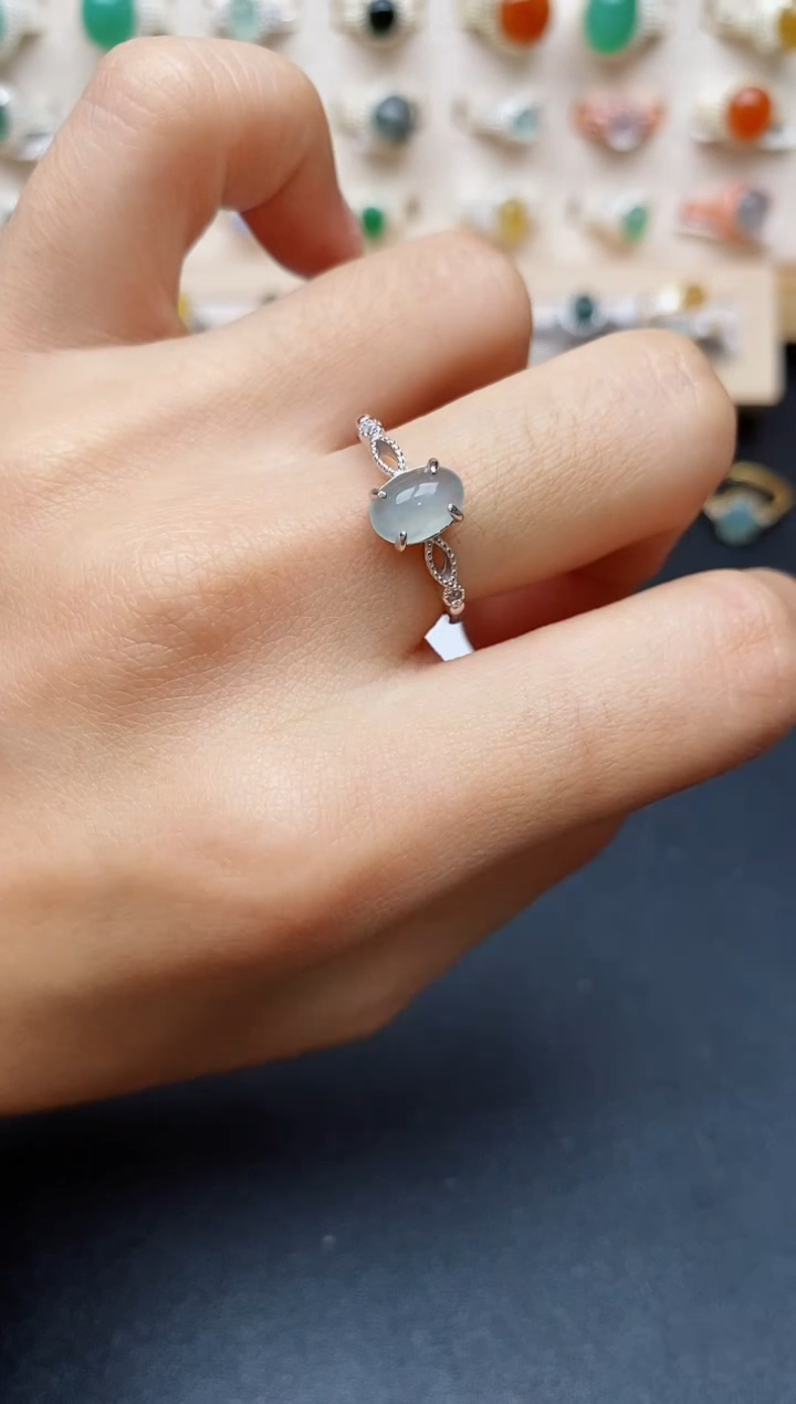 【闪购商品】翡翠戒指银S925镶嵌缅甸翡翠