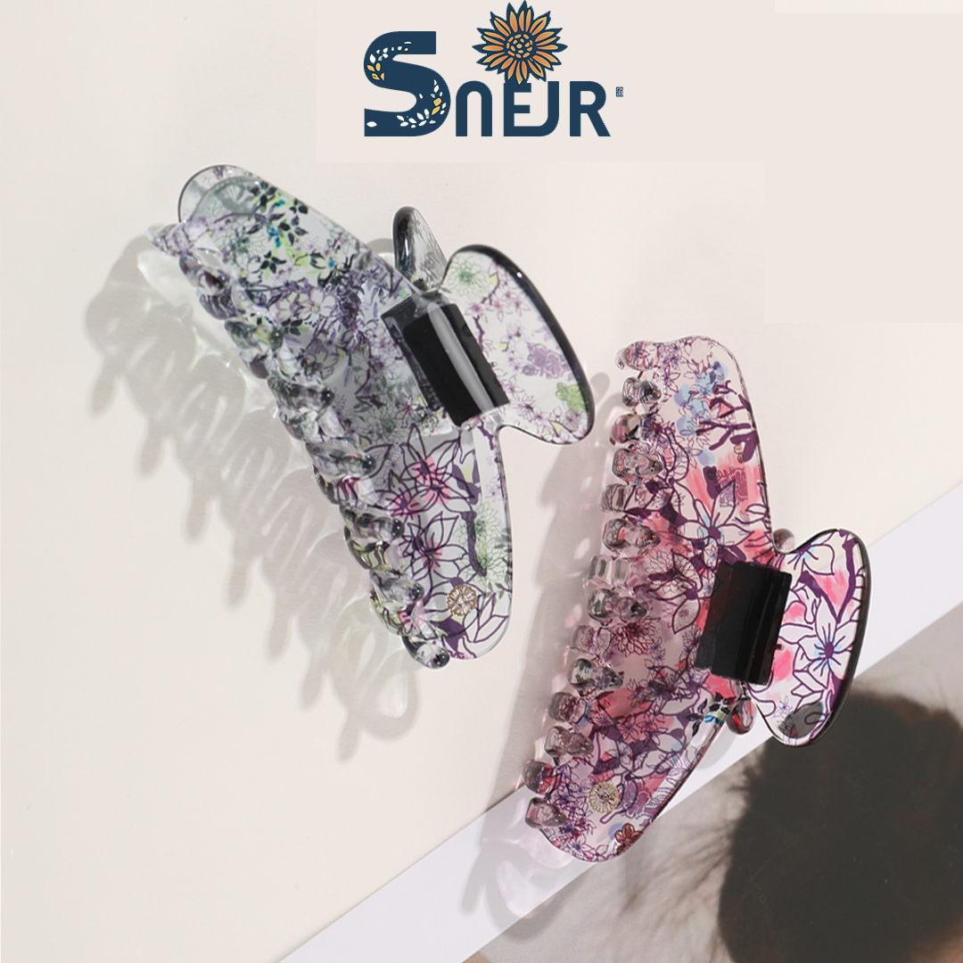 SUNNY FLUER/闪妮"隐形翅膀系列"醋酸梅花大号抓夹精致简约优雅