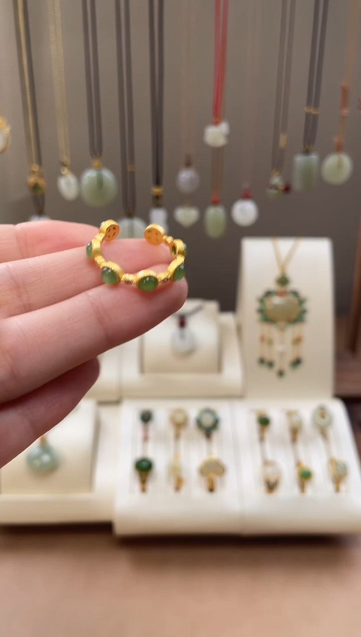 颈饰银S925镶嵌和田玉和田玉戒指