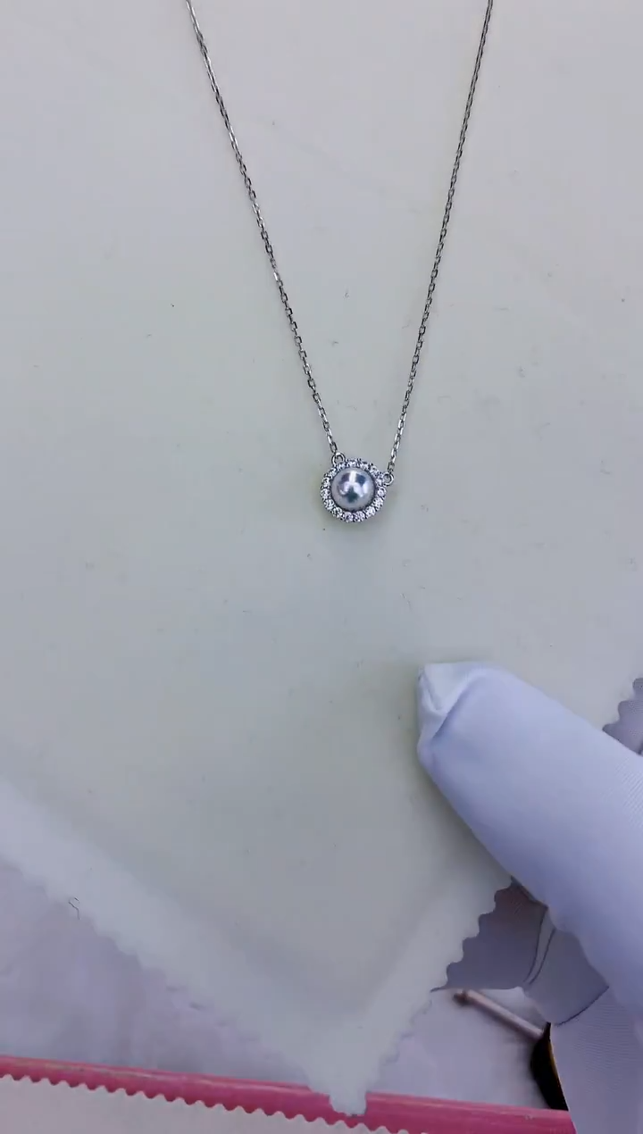 银S925镶嵌饰品海水珍珠银色太阳花套链