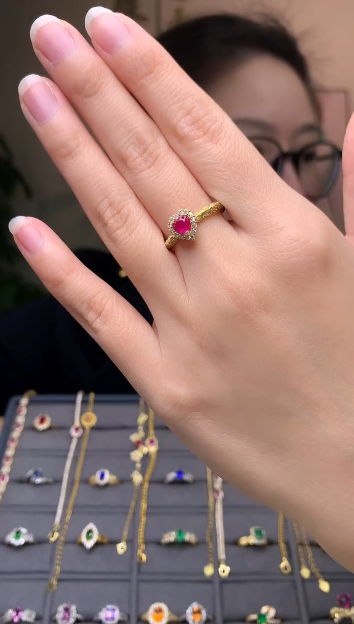 银S925镶嵌戒指红宝石戒指