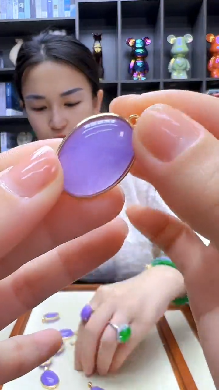 翡翠14K金镶嵌颈饰沉白diy劲饰