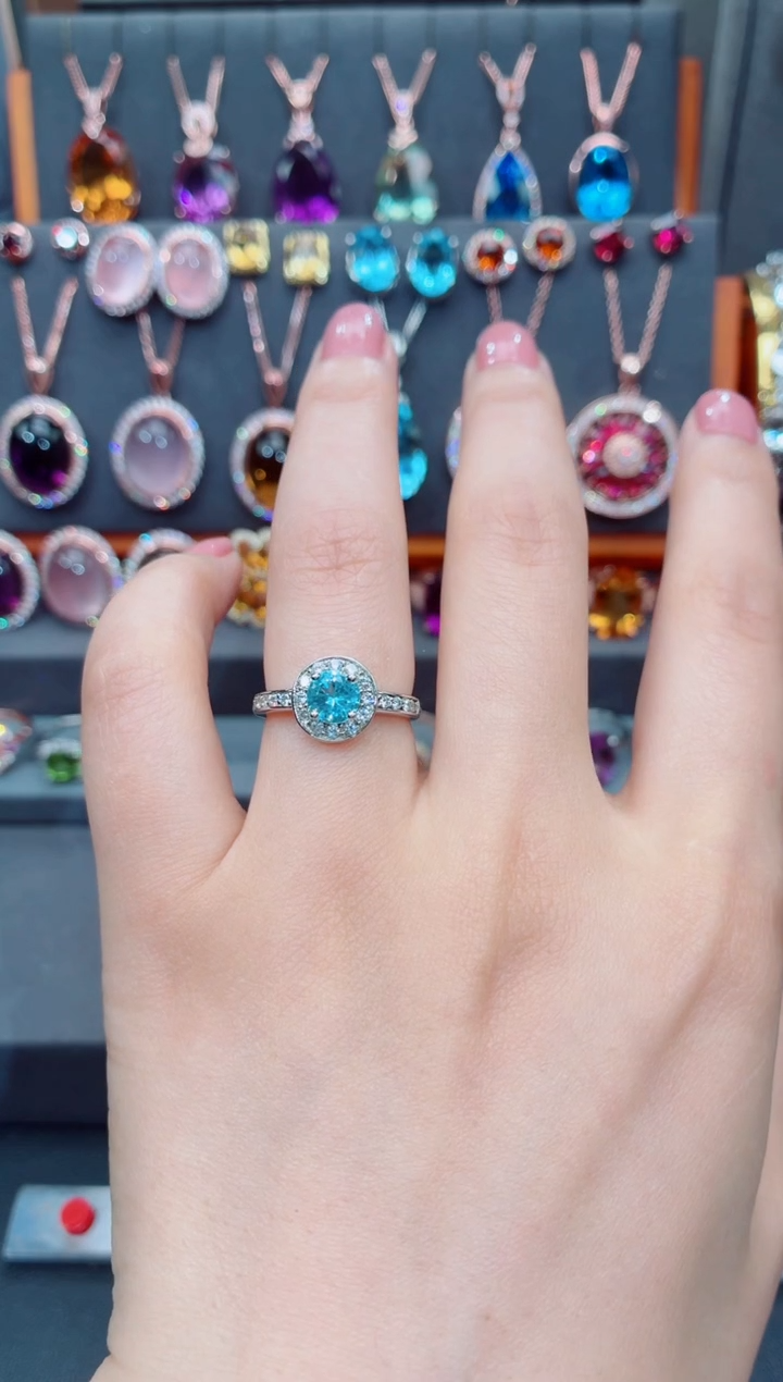 银S925镶嵌托帕石戒指托帕石戒指 14#