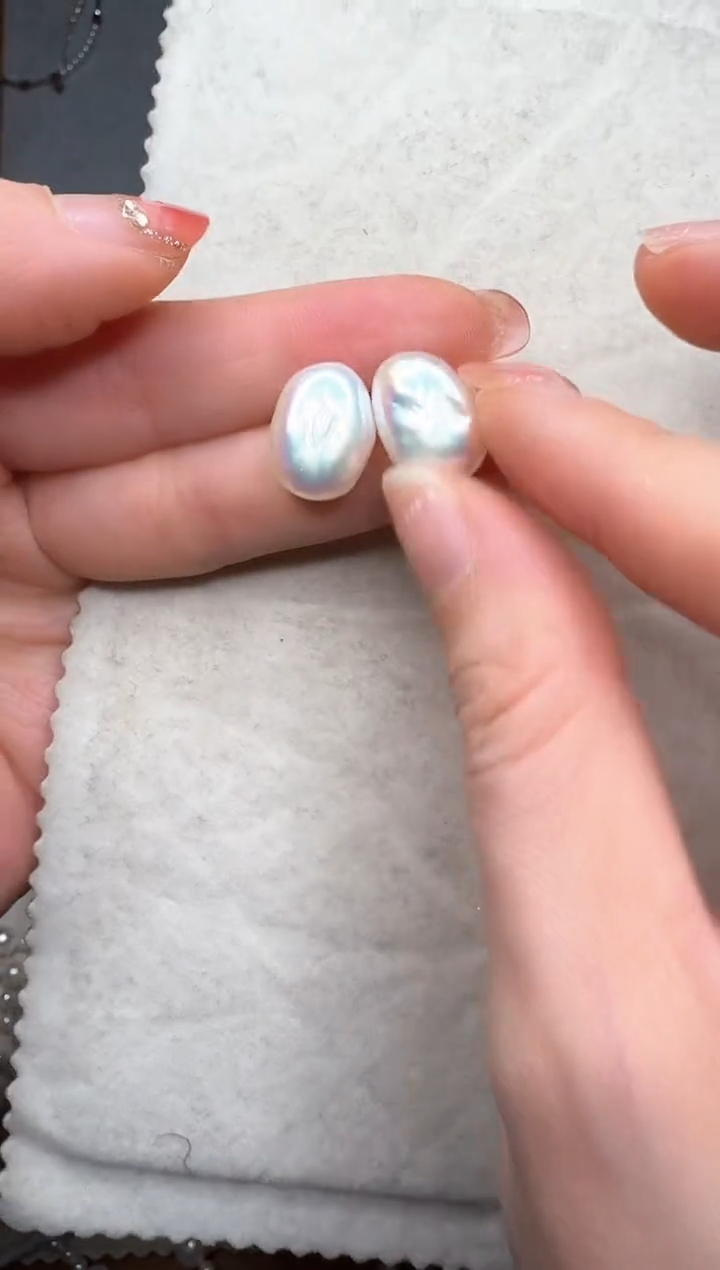 【闪购商品】淡水珍珠耳饰银S925镶嵌7号极光巴洛克耳钉