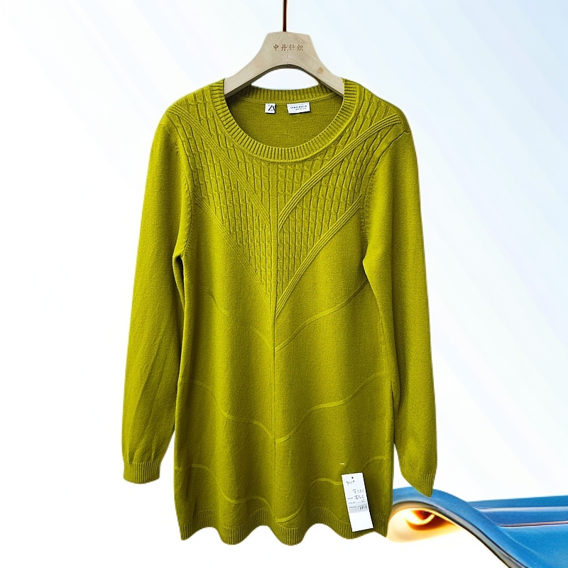 秋冬2025新款女装洋气长款上衣圆领针织长袖特价