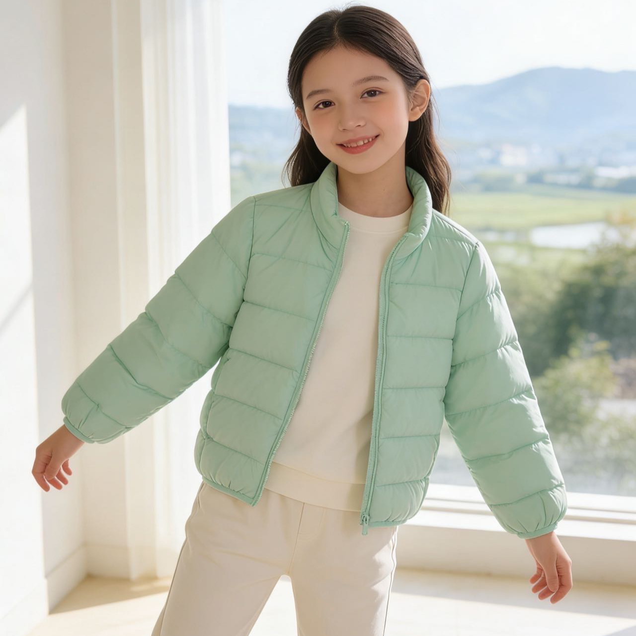36403高端专享冬季轻薄羽绒服水绿
