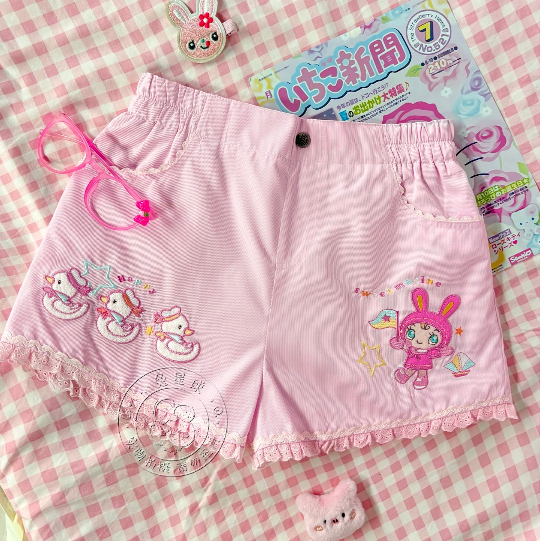 【小兔星球】MP复刻短裤粉色童趣刺绣中古软妹服女儿服夏日lolita