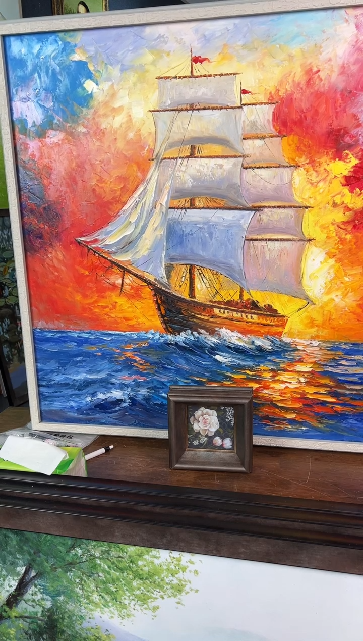 【闪购商品】油画1号 80*80 帆船-手绘油画