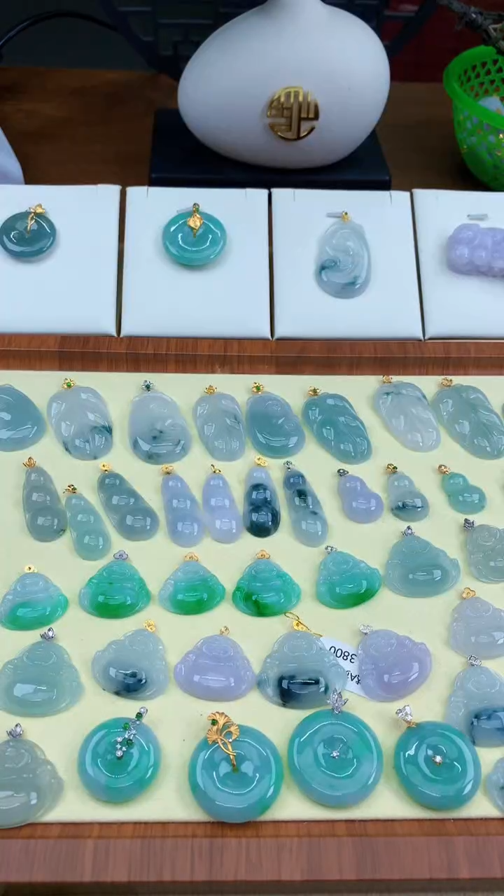 颈饰银S925镶嵌翡翠天然A货翡翠挂件