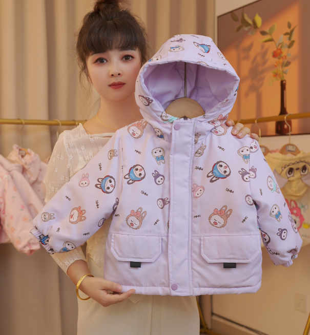 儿童加绒棉服2025新款秋冬加绒棉衣宝宝加厚夹棉连帽防风保暖上衣