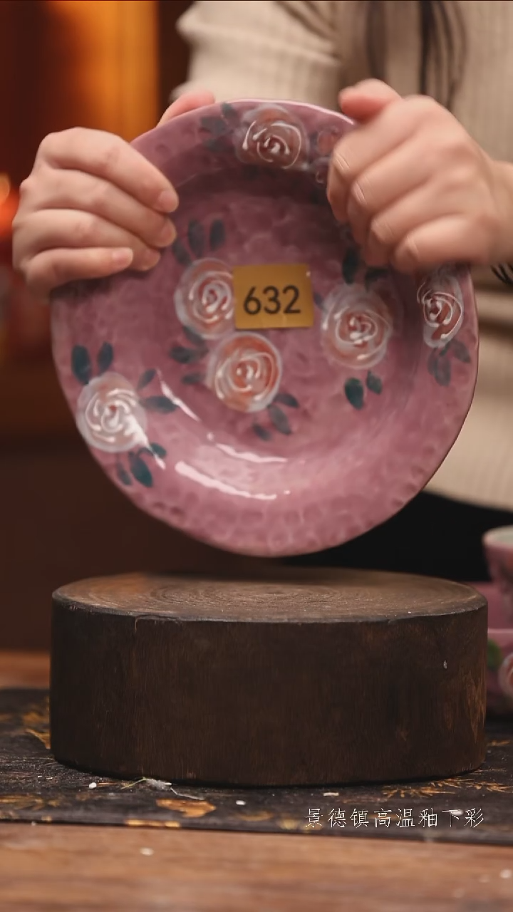 陶瓷景德镇高温釉下手绘陶瓷@L632@