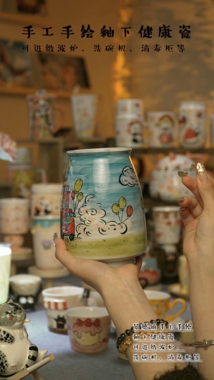 【闪购商品】杯景德镇高温釉下彩陶瓷&W129