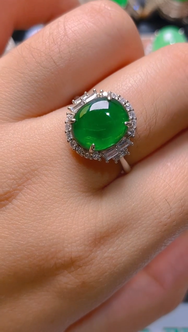 【闪购商品】翡翠耳饰银S925镶嵌天然A货翡翠1