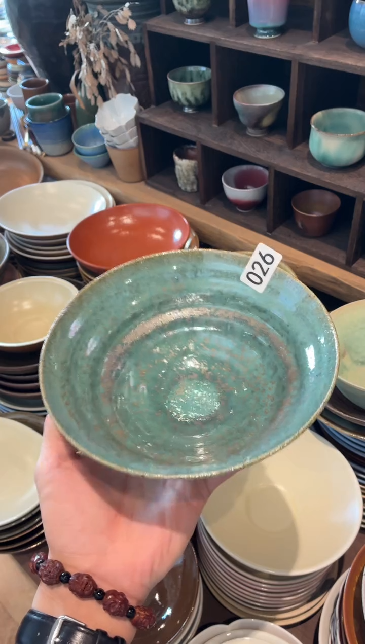 瓷片豹***浣26  粗陶绿手工碗1个