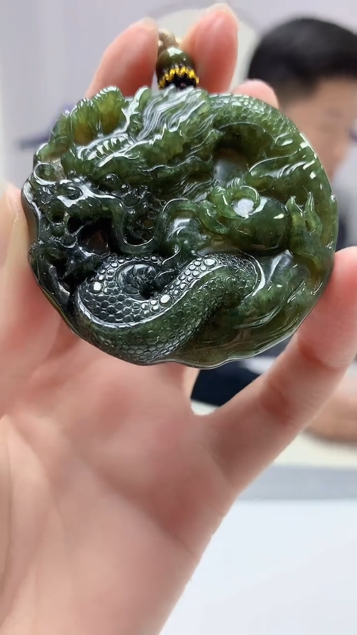 【闪购商品】定制翡翠未镶嵌4917zm-毛货挂件龙牌139