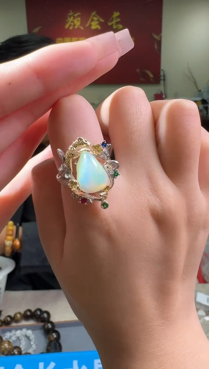 【闪购商品】欧泊戒指银S925镶嵌多样性发一件 090