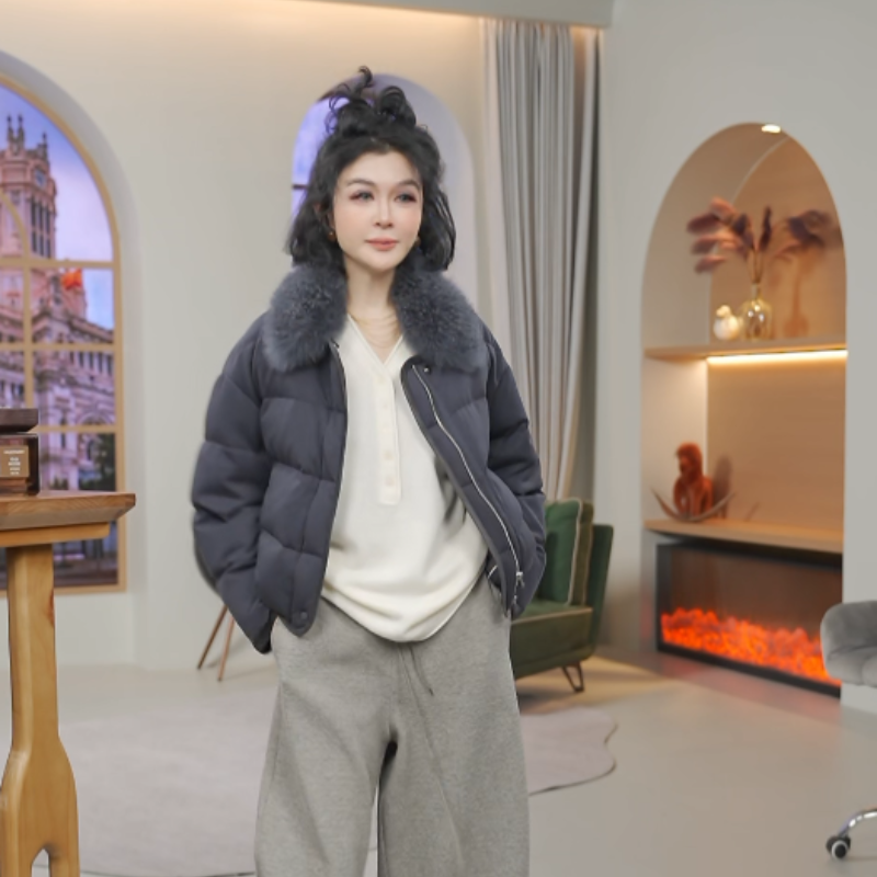 【北海道初雪】95%白鹅绒-羊毛领轻盈保暖羽绒服NY205