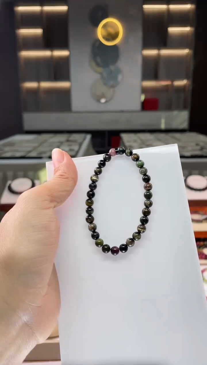 未镶嵌老矿碧玺单圈手串6mm+碧玺（多样性发一条）Q
