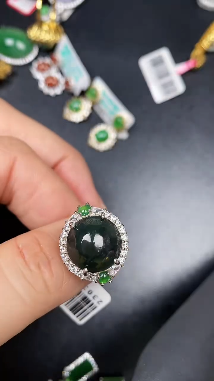 银S925镶嵌戒指翡翠1980