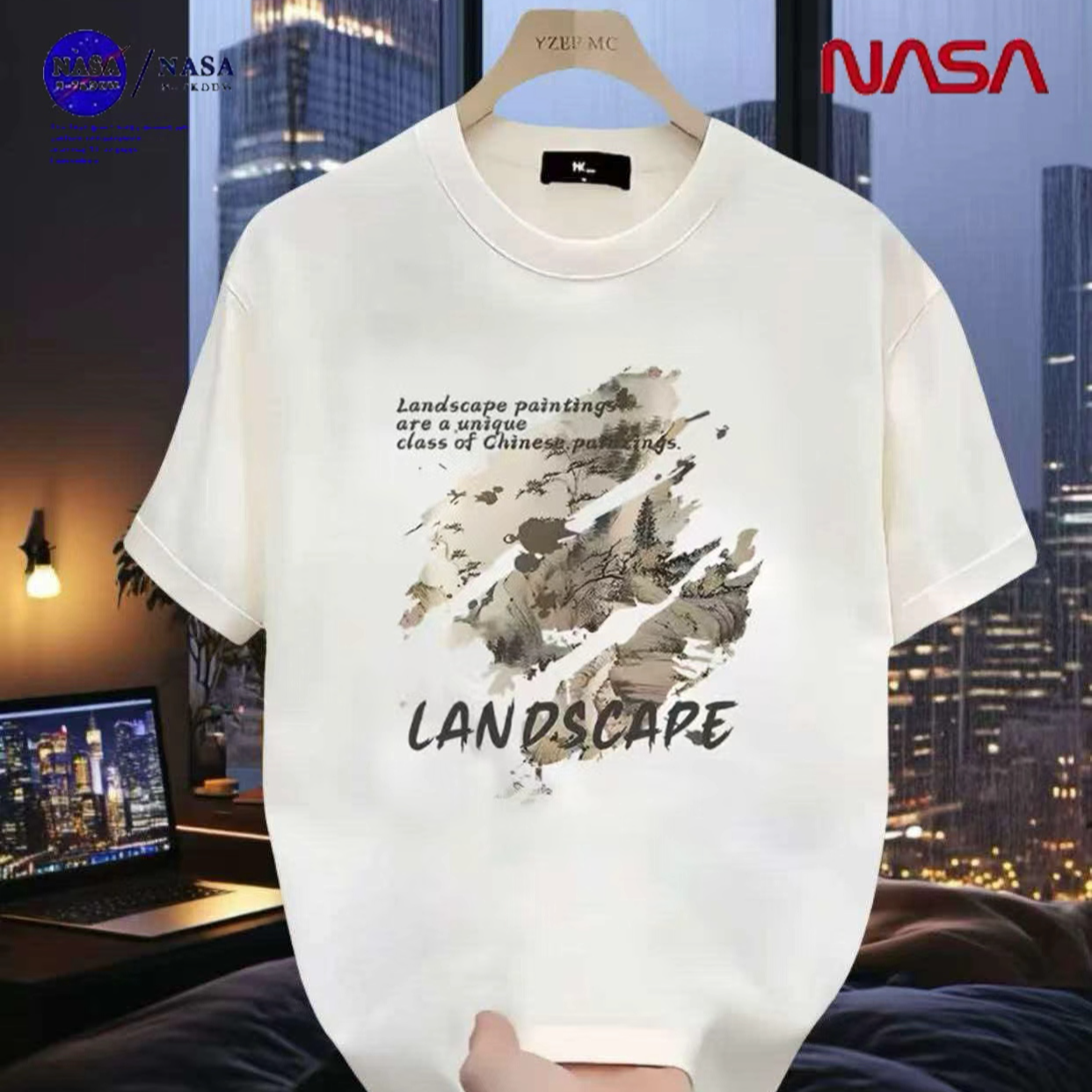 J-13【NASA】联名夏季圆领短袖T恤微宽松时尚男女同款休闲百搭