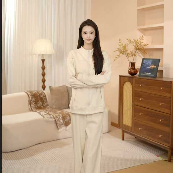 马克华菲-新款冬季双面绒蓄热保暖卫衣阔腿卫裤套装-F53009A999