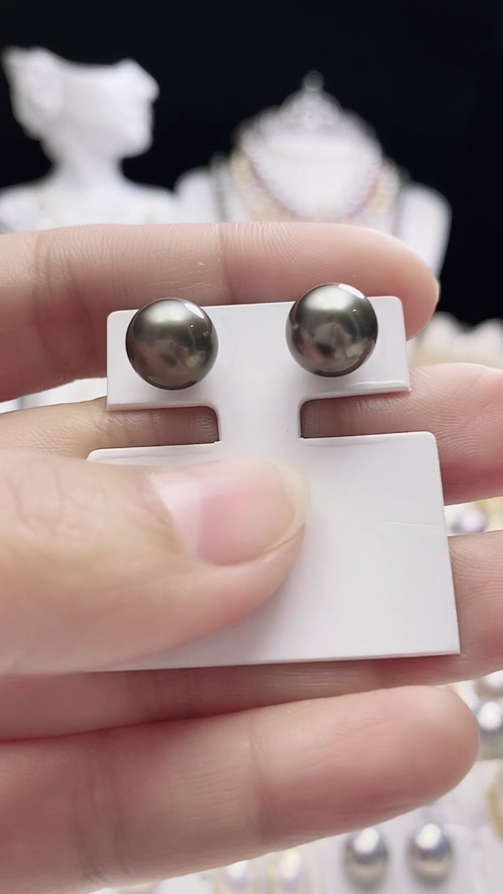 【闪购商品】海水珍珠耳钉银S925镶嵌大溪地珍珠耳钉