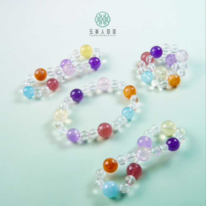 石惑珠宝！水晶圆珠手串约8mm-多样性发一