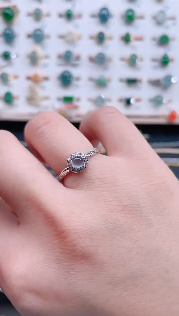 银S925镶嵌戒指翡翠天然翡翠