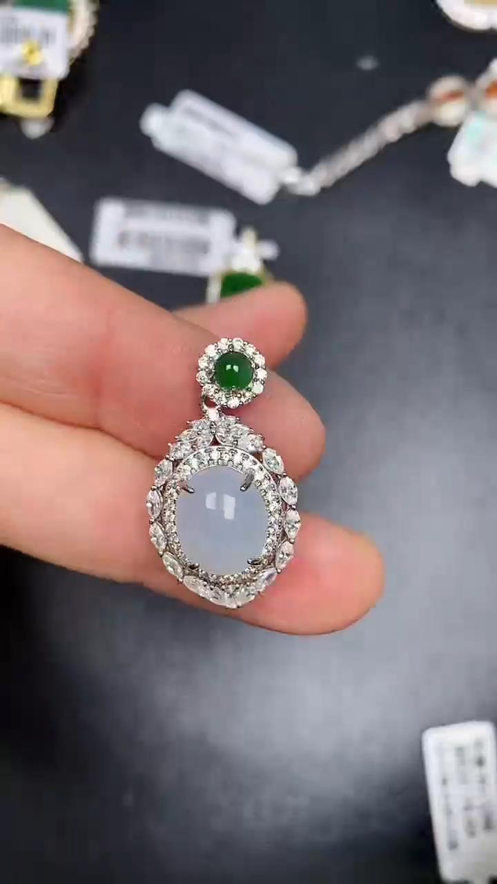 银S925镶嵌戒指翡翠3700