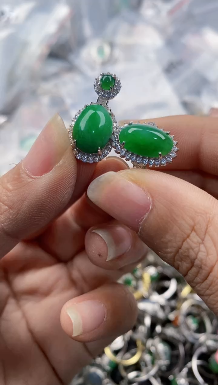 银S925镶嵌戒指翡翠222----5