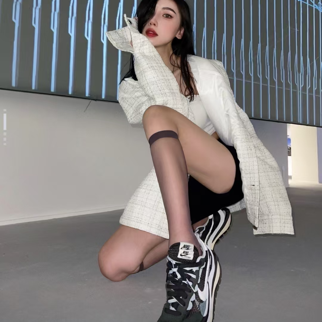 Sacai x NK VaporWaffle black and white 运动舒适 黑白