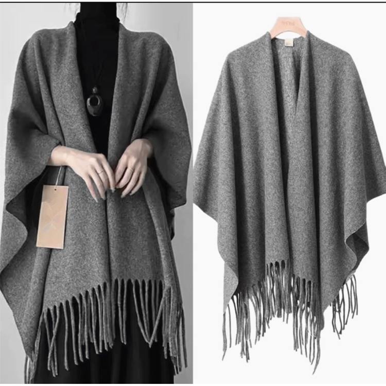 新款法式气质防羊绒披肩斗篷外搭高档秋冬季流苏新款韩系高端慵懒