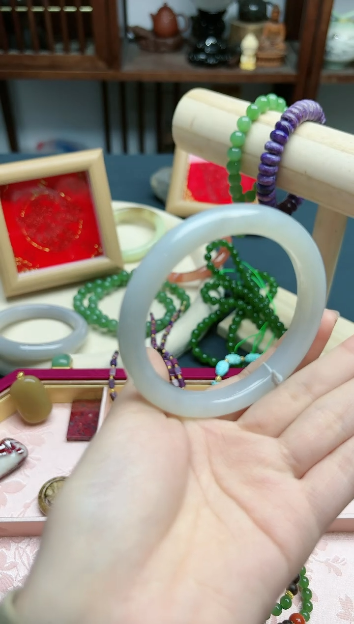 【闪购商品】和田玉手镯未镶嵌和田玉烟紫57#手镯*1 YR